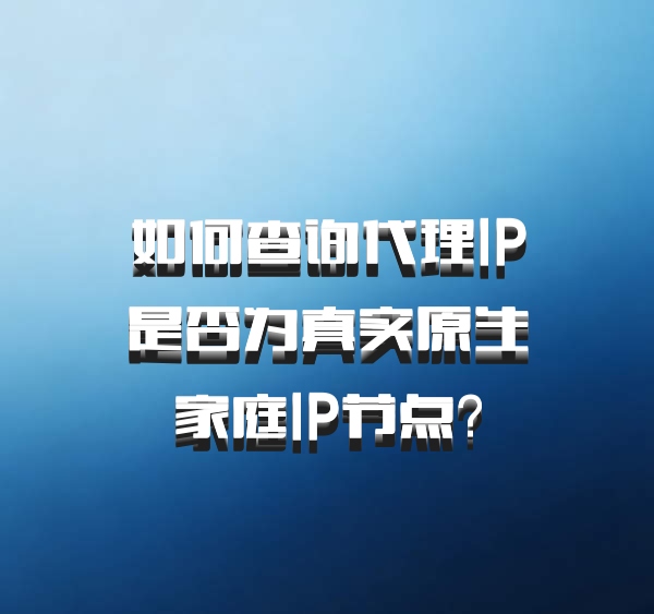 如何查询代理IP是否为真实原生家庭IP节点？